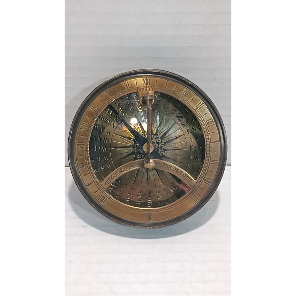 Bronze Retro Style Sundial Compass Nautical 3.25” Diameter Sun Dial